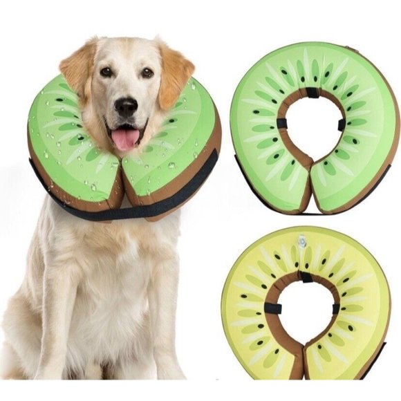 Inflatable Dog Cone Alternative After Surgery Inflatable Waterproof Kiwi Collar - Picture 1 of 10